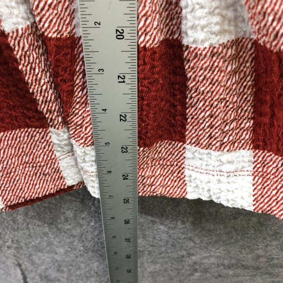 Loft Smocked Cami Womens XL Peplum Rust Brown Plaid Stretch - Picture 7 of 8